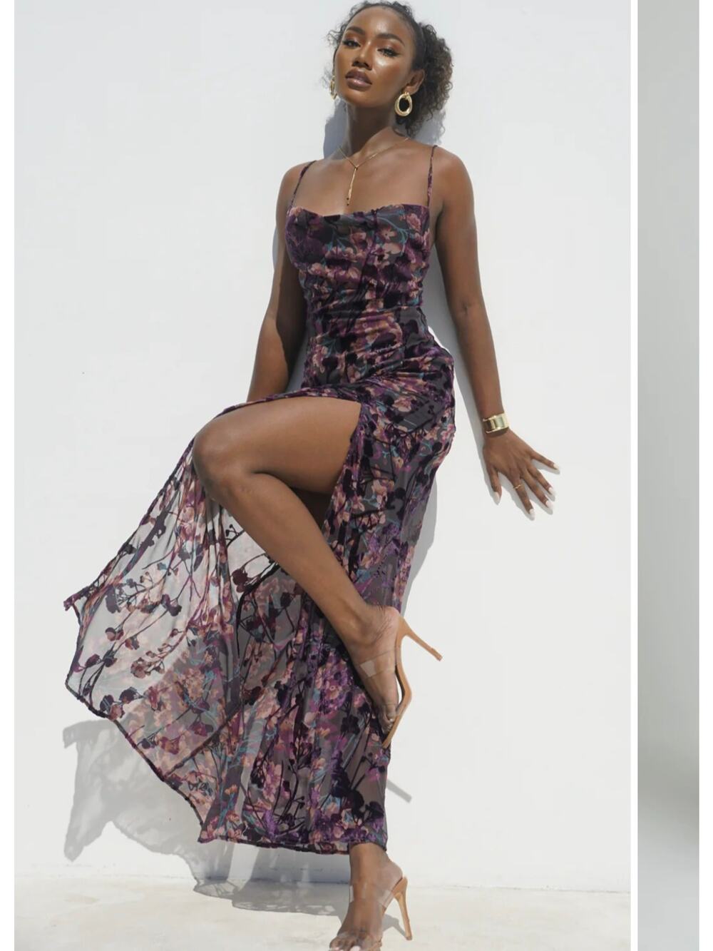 NWT Showpo Aletta Cowl Neck Cross Back Burn Out Floral Dress US 6